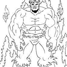Dibujo para colorear : Hulk en las llamas