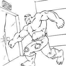 Dibujo para colorear : Hulk destraoza una puerta