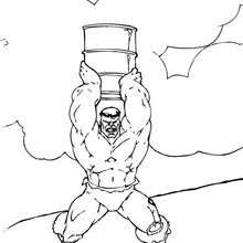 Dibujo para colorear : Hulk lanza un baril