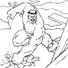 Dibujo para colorear : La destrucción de Hulk