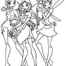 Dibujo para colorear : Las tres amigas del Winx Club
