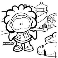 dibujo de Wamba a la playa - Dibujos para Colorear y Pintar - Dibujos para colorear PERSONAJES - PERSONAJES COMIC para colorear - Dibujos para colorear GUSANITO - Dibujos para pintar WAMBA