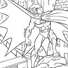 Dibujo para colorear : Batman defiende la ciudad de Gotham