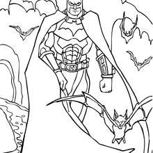 Dibujo para colorear : Batman y los murciélagos