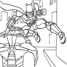 Dibujo para colorear : Batman saliendo del Batimóvil