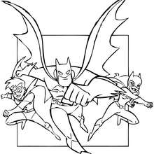 Dibujo para colorear : Robin, Batgirl y Batman