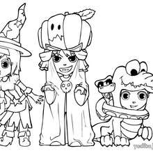 Dibujo para colorear : amigos disfrazados para Halloween