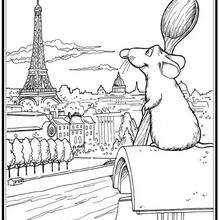 Dibujo para colorear : Remy la rata en Paris