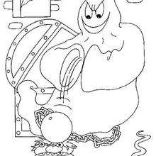 Dibujo para colorear : un fantasma verdugo de Halloween
