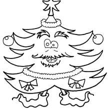 Dibujo Arbol de Navidad personificado para colorear - Dibujos para Colorear y Pintar - Dibujos para colorear FIESTAS - Dibujos para colorear de NAVIDAD - Dibujos para colorear ARBOL DE NAVIDAD