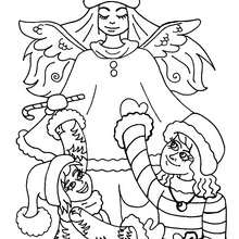 Dibujo angel de Navidad para colorear - Dibujos para Colorear y Pintar - Dibujos para colorear FIESTAS - Dibujos para colorear de NAVIDAD - Dibujos de ANGELES NAVIDAD para colorear