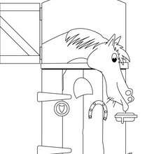 Dibujo de un caballo en su box - Dibujos para Colorear y Pintar - Dibujos para colorear DEPORTES - Dibujos de EQUITACION para colorear - Dibujos para pintar CENTRO ECUESTRE