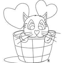 Dibujo de un gato enamorado - Dibujos para Colorear y Pintar - Dibujos para colorear ANIMALES - Dibujos GATOS para colorear - Dibujos para colorear e imprimir GATOS
