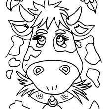 Dibujo para colorear : vaca con flores