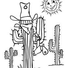 Dibujo cactus en el desierto - Dibujos para Colorear y Pintar - Dibujos para colorear PERSONAJES - Vaqueros e indios: dibujos para pintar