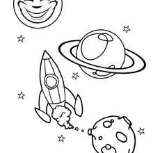 Dibujo conjunto de planetas - Dibujos para Colorear y Pintar - Dibujos infantiles para colorear - Dibujos ESPACIO y EXTRATERRESTRES para colorear