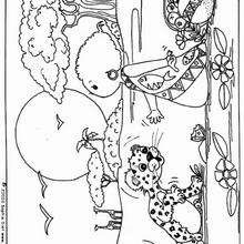 Dibujo el niño y el leopardo - Dibujos para Colorear y Pintar - Dibujos para colorear ANIMALES - Dibujos ANIMALES SALVAJES para colorear - Dibujos ANIMALES DE LA JUNGLA para colorear - Colorear LEOPARDO