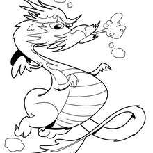 Dibujo dragon escupiendo fuego - Dibujos para Colorear y Pintar - Dibujos para colorear de FANTASIA - Dibujos para colorear DRAGONES - Dibujos de DRAGÓN para colorear