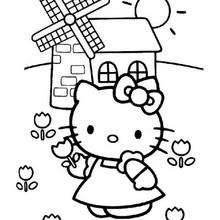 Dibujo hello kitty molino para imprimir - Dibujos para Colorear y Pintar - Dibujos para colorear PERSONAJES - PERSONAJES TV para colorear - Dibujos HELLO KITTY para colorear