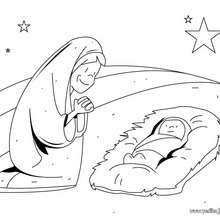 Dibujo para colorear : María y al niño Jesús