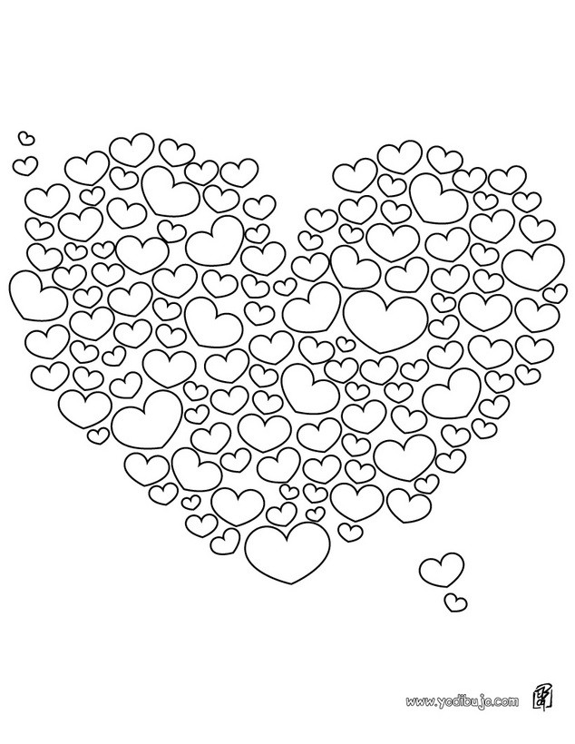 Dibujos para colorear 1000 corazones 
