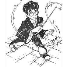 Dibujo de Harry Potter con su varita mágica - Dibujos para Colorear y Pintar - Dibujos de PELICULAS colorear - Dibujos para colorear HARRY POTTER - Dibujos para pintar HARRY POTTER