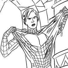Dibujo para colorear : Peter Parker salvandose del veneno