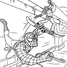Dibujo para colorear : Spiderman asaltado por el Duende Verde