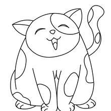 Dibujo para colorear : gato feliz