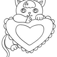 Dibujo para pintar un gato enamorado - Dibujos para Colorear y Pintar - Dibujos para colorear ANIMALES - Dibujos GATOS para colorear - Dibujos para colorear e imprimir GATOS