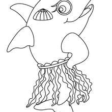 Dibujo de un delfin con concha para pintar - Dibujos para Colorear y Pintar - Dibujos para colorear ANIMALES - Colorear DELFINES