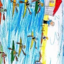 Ilustración infantil : Kayak ( Abedessalann Bnamar, 7 años)