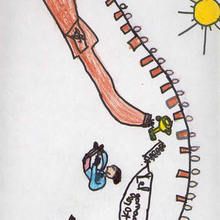 Ilustración infantil : 100 metros (Cesar Rama, 7 años)