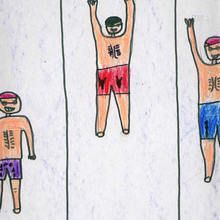 Ilustración infantil : Natacion espalda (Fabian Lamas, 7 años)
