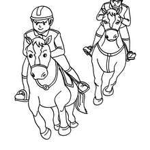 Dibujo para colorear : una carrera de caballos al galope