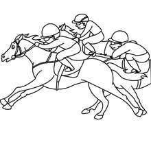 Dibujo de caballos al galope durante una carrera - Dibujos para Colorear y Pintar - Dibujos para colorear DEPORTES - Dibujos de EQUITACION para colorear - Dibujos de CARRERAS DE CABALLOS para colorear