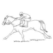 Dibujo para colorear : un jinete a caballo (galope)