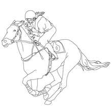 Dibujo de una jinete a caballo (galope) - Dibujos para Colorear y Pintar - Dibujos para colorear DEPORTES - Dibujos de EQUITACION para colorear - Dibujos de CARRERAS DE CABALLOS para colorear