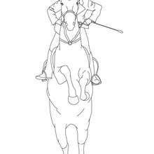 Dibujo de un caballo listo para saltar con jinete - Dibujos para Colorear y Pintar - Dibujos para colorear DEPORTES - Dibujos de EQUITACION para colorear - Dibujos de CARRERAS DE CABALLOS para colorear