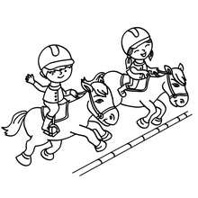 Dibujo para colorear : ponis saltando obstaculos