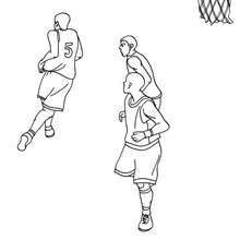 Dibujo de jugadores de baloncesto corriendo por la cancha - Dibujos para Colorear y Pintar - Dibujos para colorear DEPORTES - Dibujos de BALONCESTO para colorear - Dibujo de JUGADORES BALONCESTO para colorear