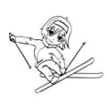 Dibujo la esquiadora - Dibujos para Colorear y Pintar - Dibujos para colorear DEPORTES - Dibujos de DEPORTES DE INVIERNO para colorear - Dibujos para colorear ESQUI
