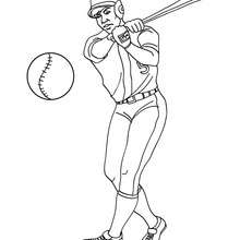 Dibujo para colorear : un bateador haciendo un swing