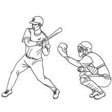 Dibujo para colorear : bateador y receptor de beisbol