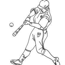 Dibujo para colorear : bateador que batea la pelota