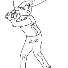 Dibujo para colorear : un bateador listo para batear la pelota