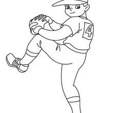 Dibujo para colorear : un lanzador abridor de beisbol