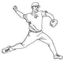 Dibujo para colorear : lanzador relevista de beisbol