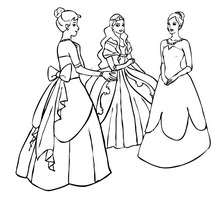 Dibujos para colorear vestidos de princesas 