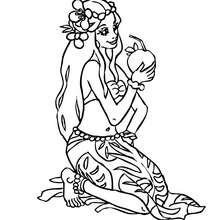 Dibujo de princesa hawaiana para colorear - Dibujos para Colorear y Pintar - Dibujos de PRINCESAS para colorear - Dibujos de PRINCESA HAWAIANA para colorear